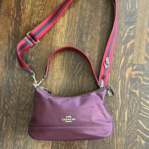 Beautiful Coach shoulder/crossbody burgundy nylon bag!!